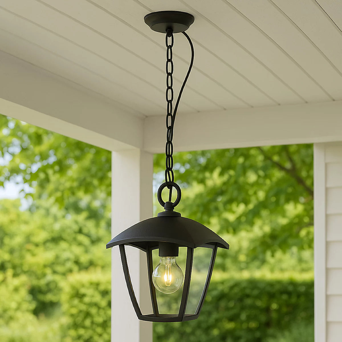CGC Black Outdoor Chain Outdoor Hanging Lantern Light