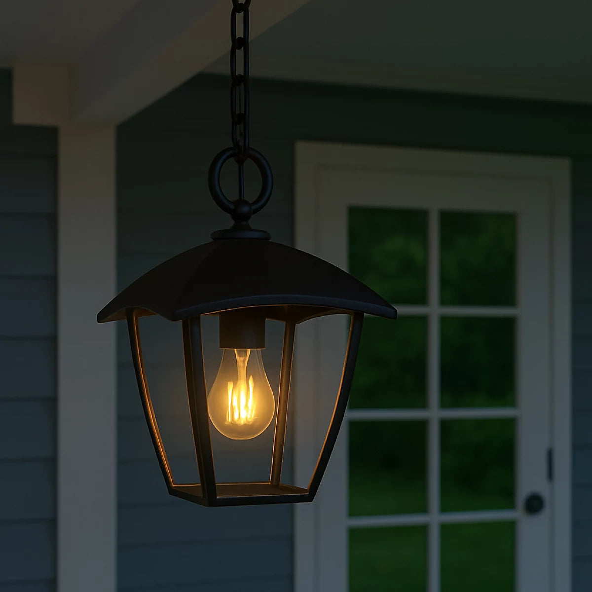CGC Black Outdoor Chain Outdoor Hanging Lantern Light