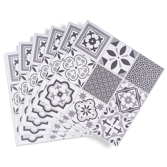 D-C-Fix Grey & White Oriental Tile effect Self-adhesive Vinyl tile, 1.2m²