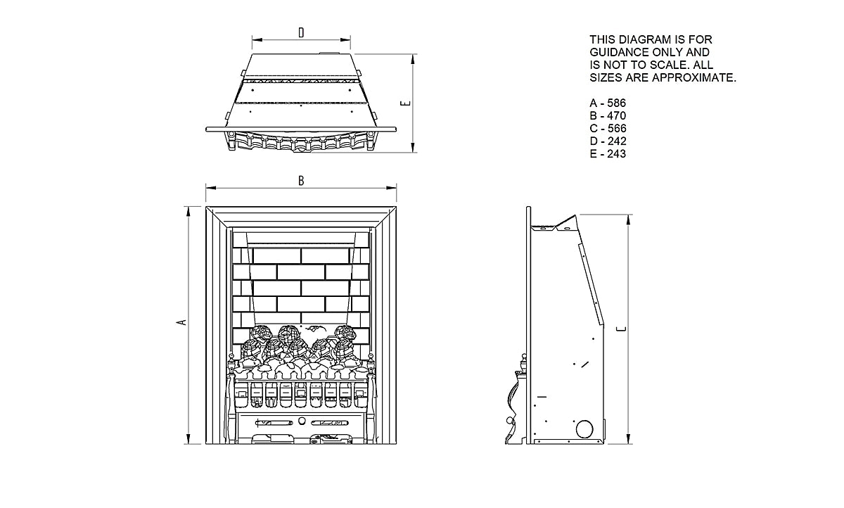 Focal Point Blenheim full depth Black Manual control 3.75kW Gas Fire