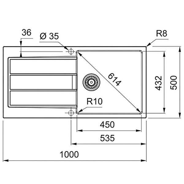 Franke Sirius S2D611PW 1.0 Bowl Tectonite Reversible Polar White Kitchen Sink