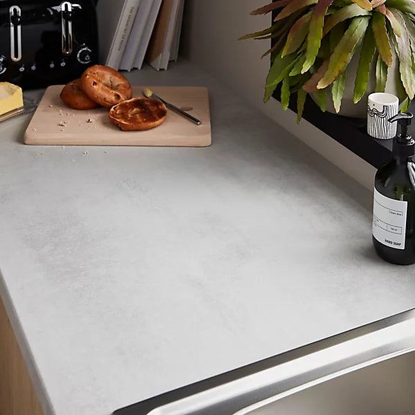 GoodHome 38mm Kala Matt Grey Concrete effect Laminate Square edge Kitchen Worktop