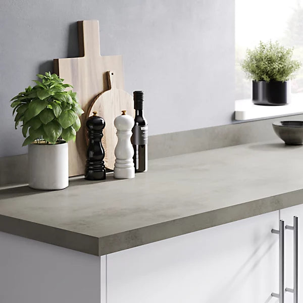 GoodHome 38mm Kala Matt Grey Concrete effect Laminate Square edge Kitchen Worktop
