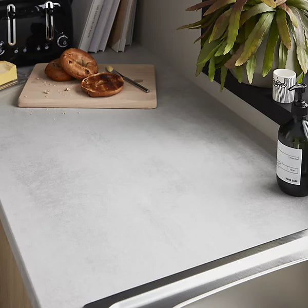 GoodHome 38mm Kala Matt Grey Concrete effect Laminate Square edge Kitchen Worktop
