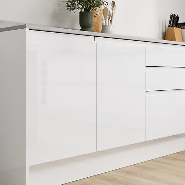 GoodHome Garcinia Integrated handle Gloss white Highline Cabinet door