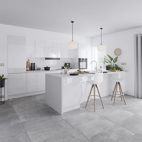 GoodHome Garcinia Integrated handle Gloss white Highline Cabinet door