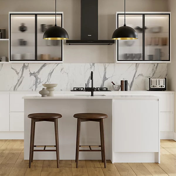 GoodHome Garcinia Integrated handle Gloss white Highline Cabinet door