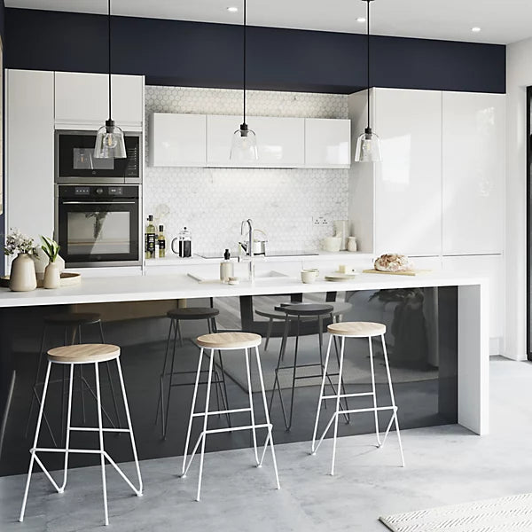 GoodHome Garcinia Integrated handle Gloss white Highline Cabinet door