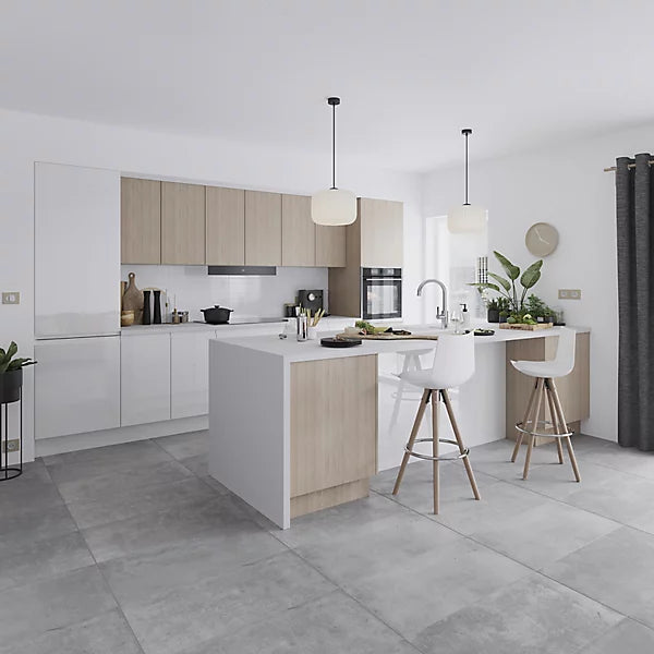 GoodHome Garcinia Integrated handle Gloss white Highline Cabinet door