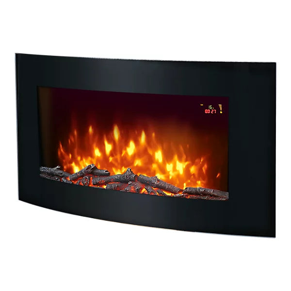 2kW Gloss Black Cast iron effect Electric Fire