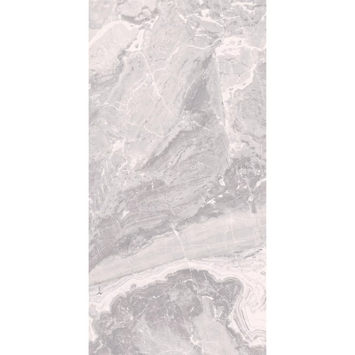 Kale Rockwell Grey Gloss Marble effect Ceramic Indoor Wall tile, Pack of 6, (L)600mm (W)300mm