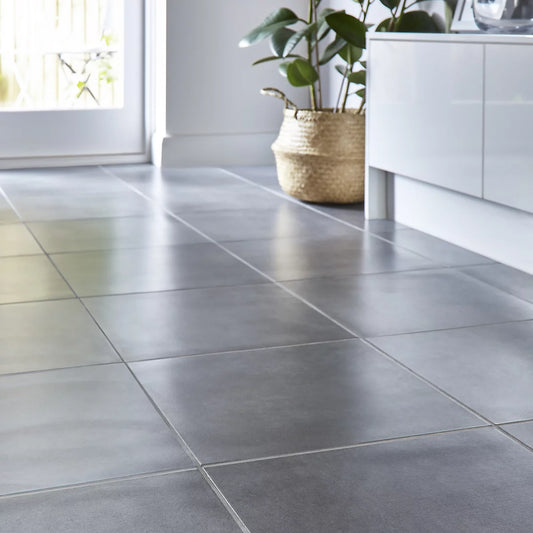 Konkrete Anthracite Matt Concrete effect Porcelain Indoor Wall & floor tile, Pack of 4, (L)616mm (W)616mm
