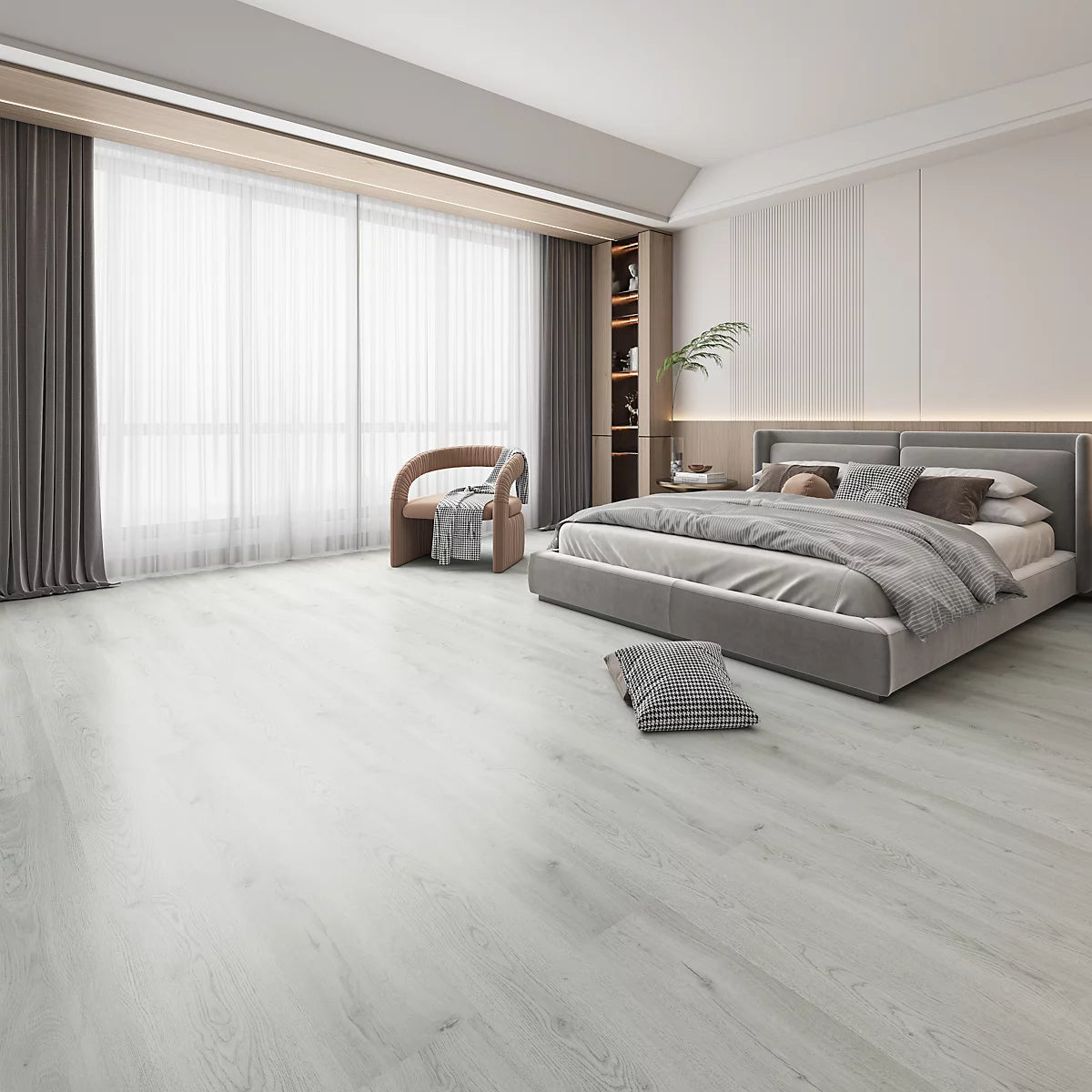 Laminate Flooring Planks Floorboard Planks Waterproof Solid Planks Light Grey 122 X 20cm 1.47 m²