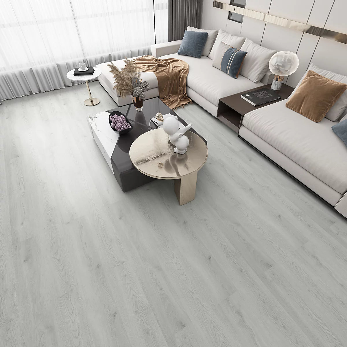 Laminate Flooring Planks Floorboard Planks Waterproof Solid Planks Light Grey 122 X 20cm 1.47 m²