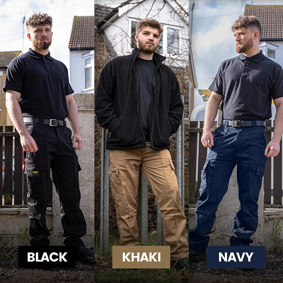 Site King Khaki Combat Cargo Work Trousers (W28, L31)