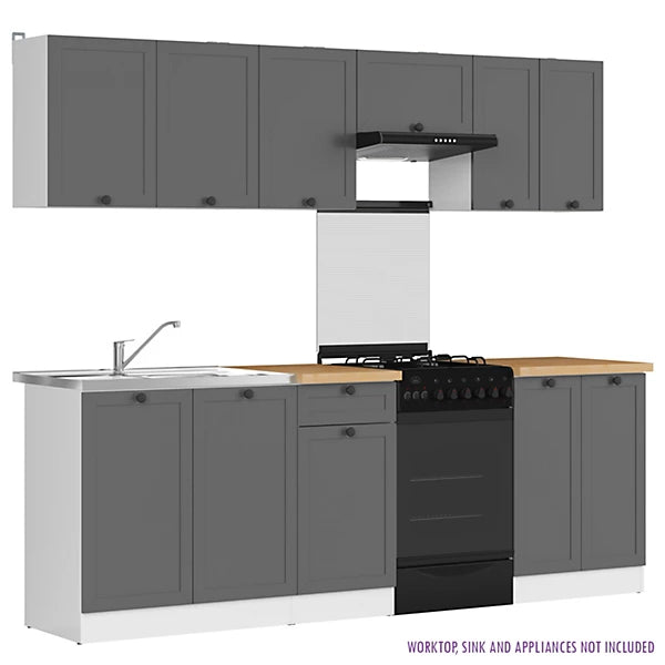 Summer 7 Unit Kitchen Cabinets Set 230cm - Graphite