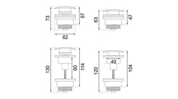 UNIVERSAL CLICK-CLACK PLUG REA BRUSHED COPPER, BRASS
